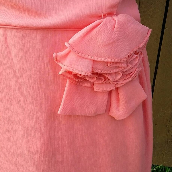 Strapless Chiffon Dress with Cascade Skirt Coral main image 1