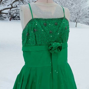 Emerald  Satin Beaded Cocktail Dress