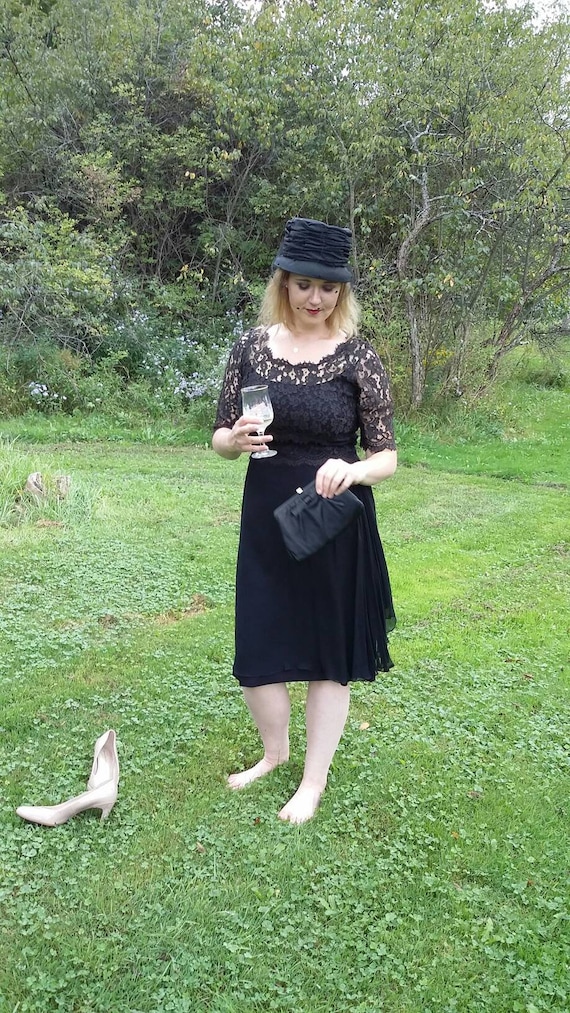 Lace Illusion Chiffon Cocktail Dress - image 5