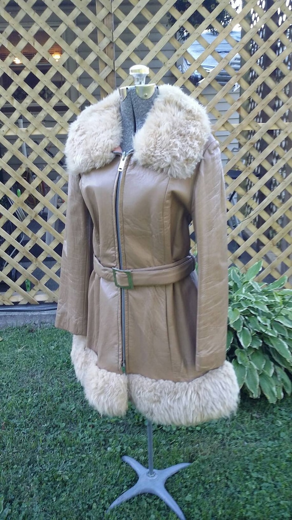 Leather Shearling Belted Coat