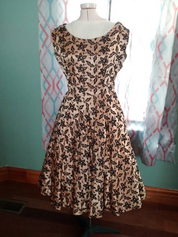 1950s  Black and Peach  Party Dress - image 2