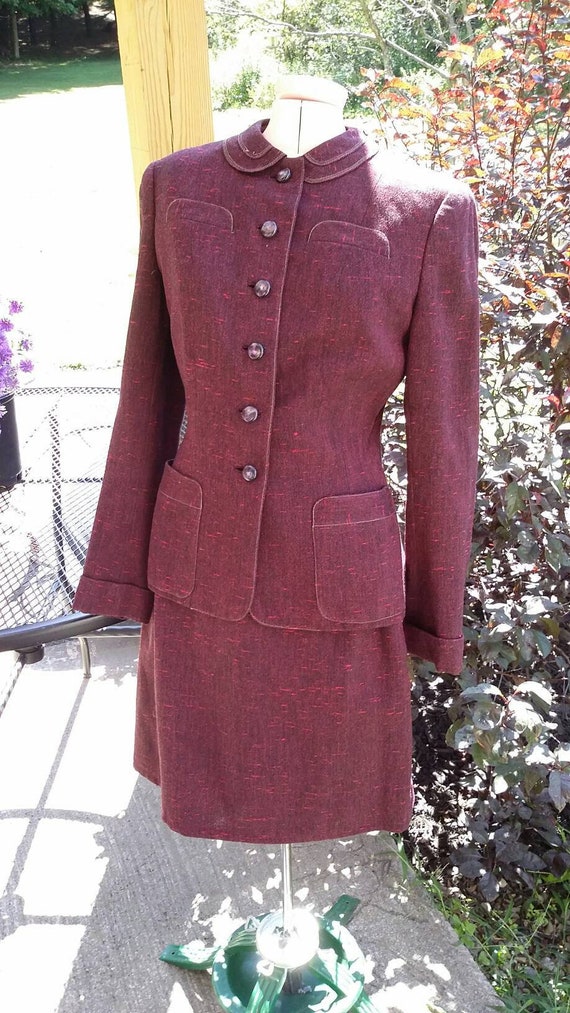 1940's Eggplant Tweed Suit