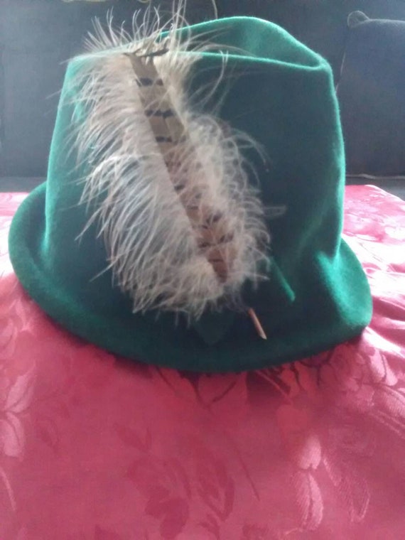 Nan Duskin Green Velour Hat with a Feather - image 4