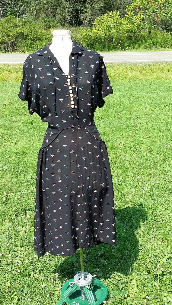 Sweet Black Novelty Print Dress