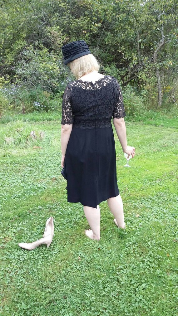 Lace Illusion Chiffon Cocktail Dress - image 4