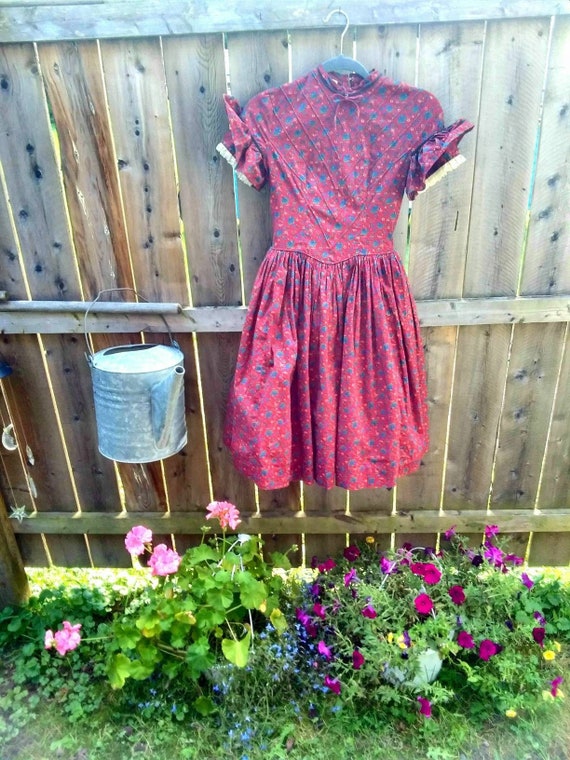 1950s Girls Size 8 Prairie Dress