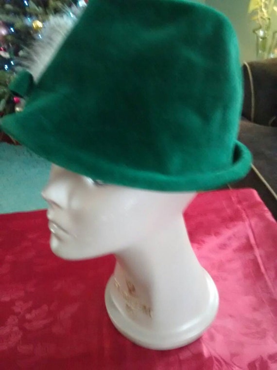 Nan Duskin Green Velour Hat with a Feather - image 3