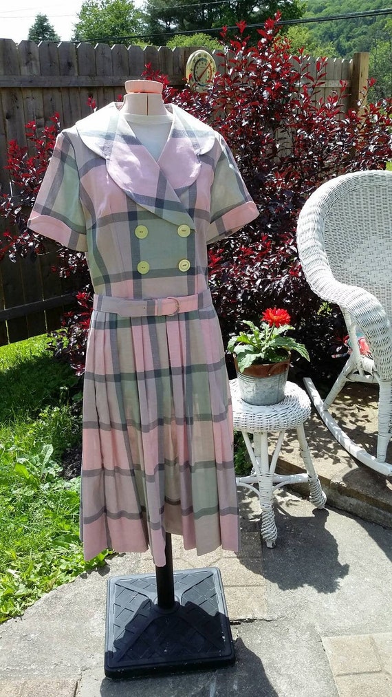 Toni Todd Pink and Grey Plaid Daydress