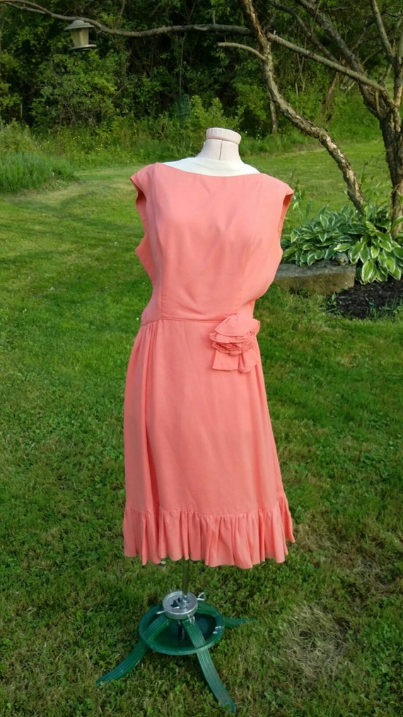 Beautiful Coral Chiffon Cocktail Dress - image 7