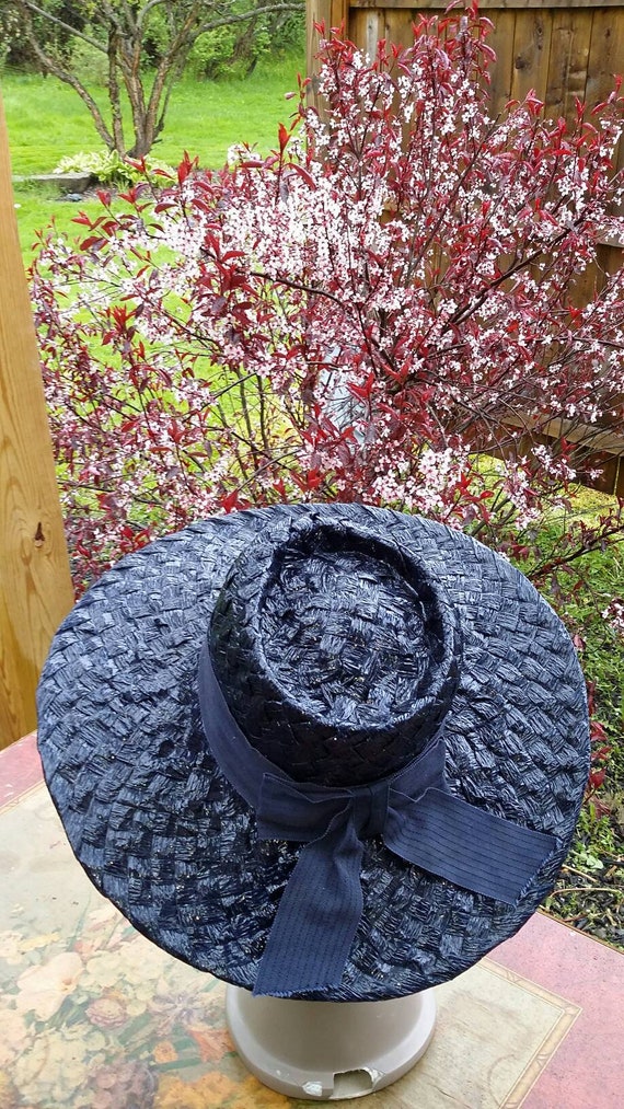 Navy Blue Wide Brim Hat - image 10