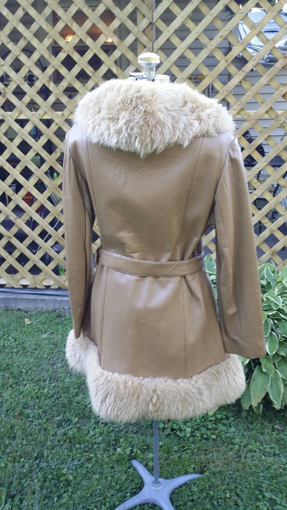 Leather Shearling Belted Coat - image 2
