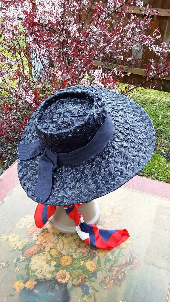 Navy Blue Wide Brim Hat - image 6