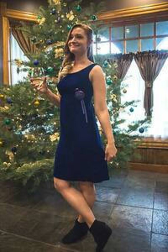 Vintage Sapphire Velvet Cocktail Dress - image 1