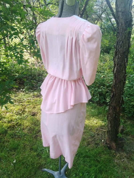 Pretty Pink Belted Peplum Dress - image 2