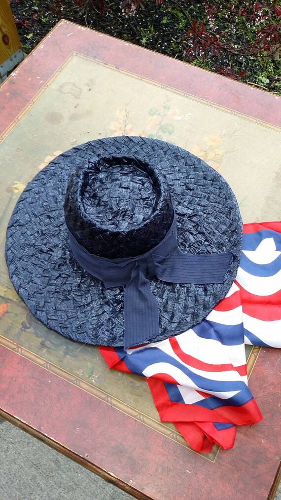 Navy Blue Wide Brim Hat - image 1