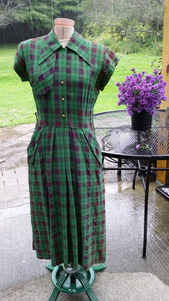 Green Plaid Pin Up Dress