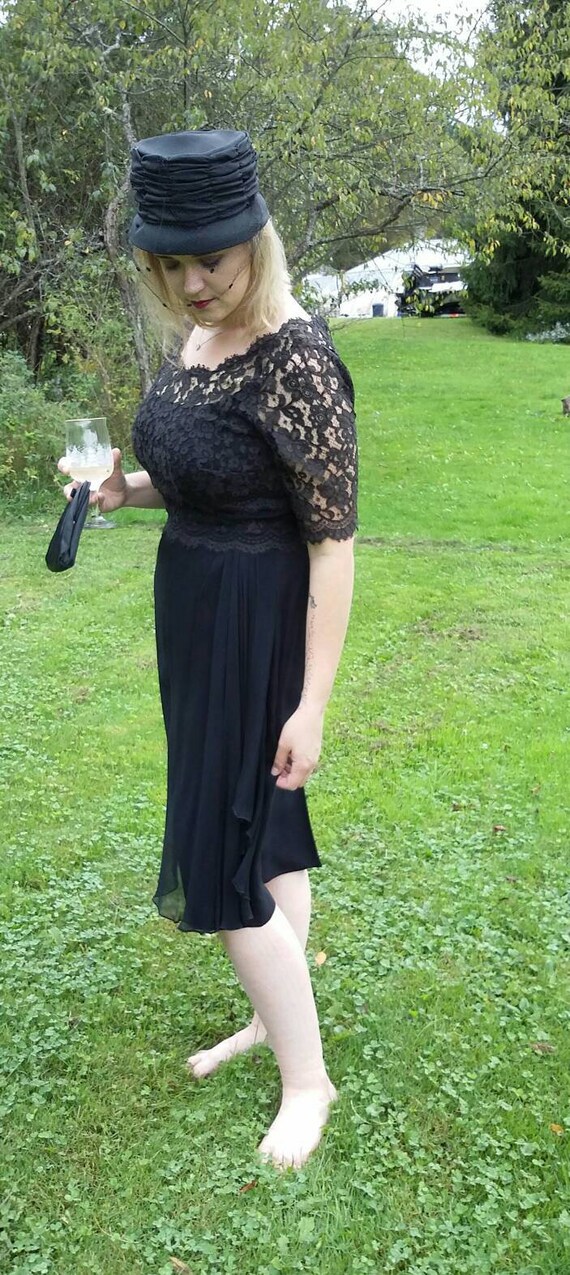 Lace Illusion Chiffon Cocktail Dress View 6