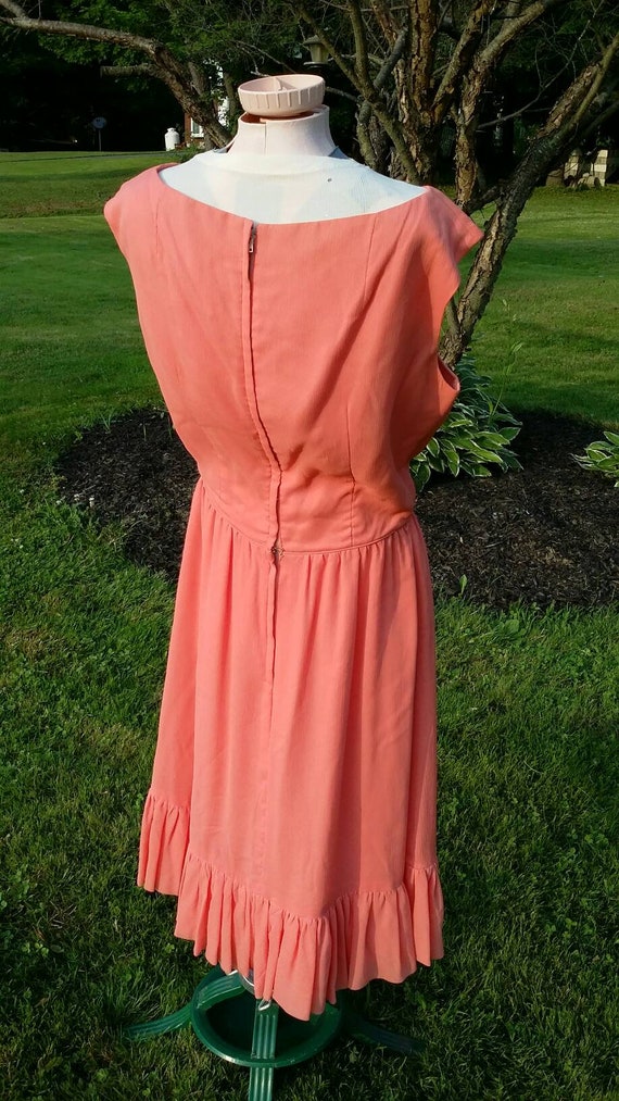 Beautiful Coral Chiffon Cocktail Dress - image 6