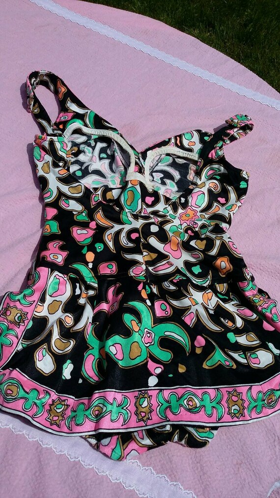 Groovy Print Mod One Piece Skirted Swimsuit - image 6