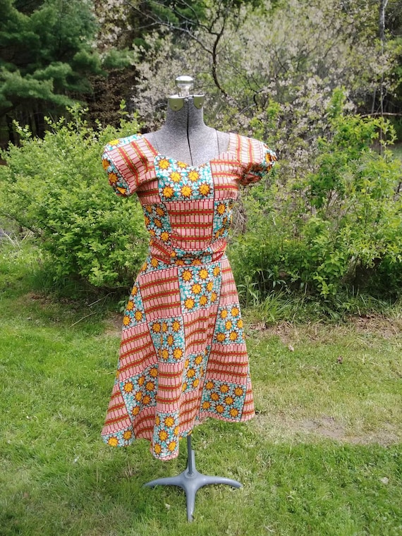 Handmade African Block Print Dress - image 1