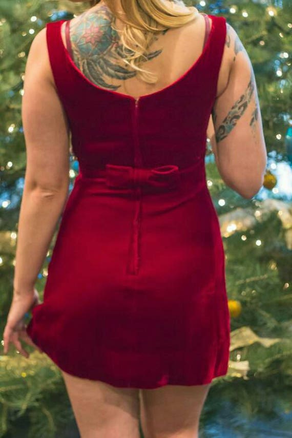 Crimson Velvet Mini Dress - image 2