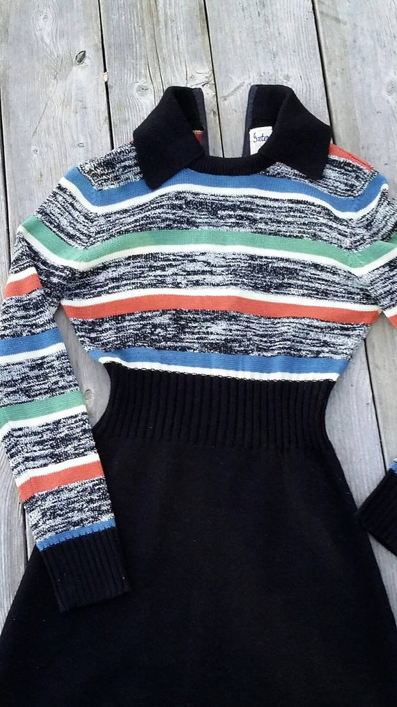 Space Dyed Striped  Sweater Dress