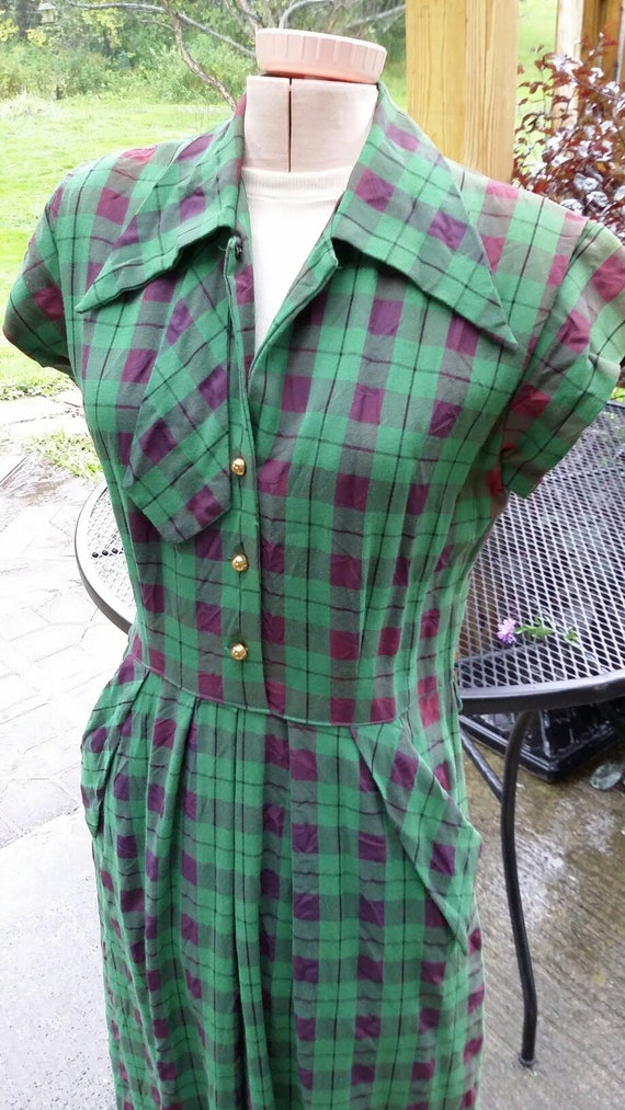 Green Plaid Pin Up Dress Gem