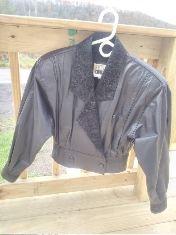 Cropped Leather Bomber - image 6