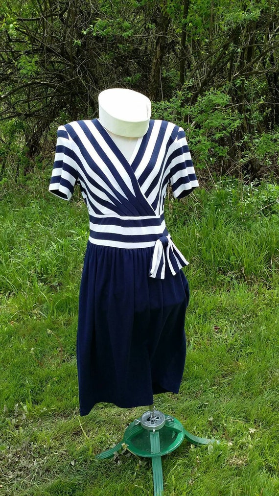 Toni Todd Navy Striped Nautical Dress