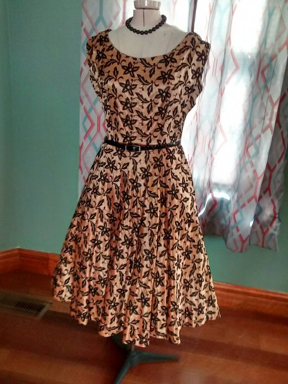 1950s  Black and Peach  Party Dress - image 5