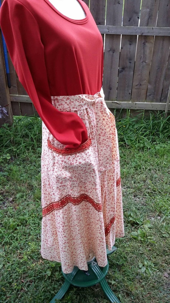 Burnt Orange Boho Calico Dress - image 4