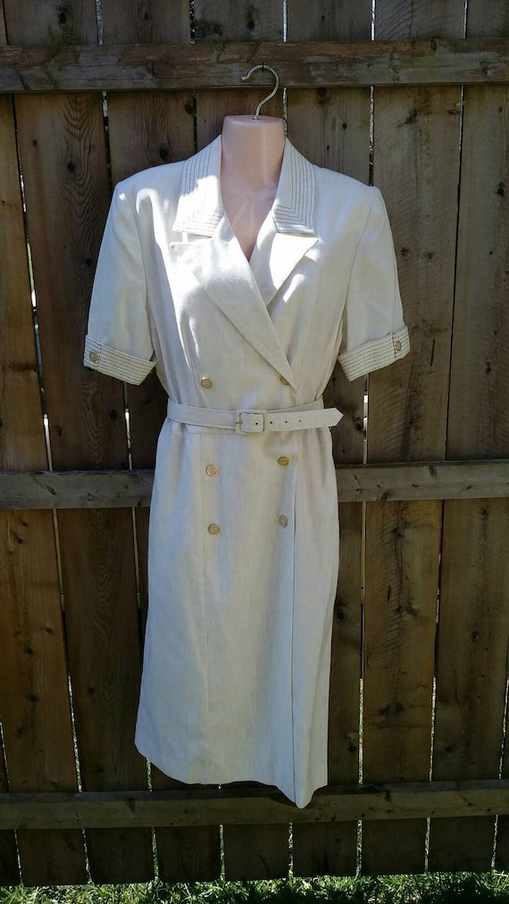 Ivory  Cotton  Double Breasted Coat  Dress