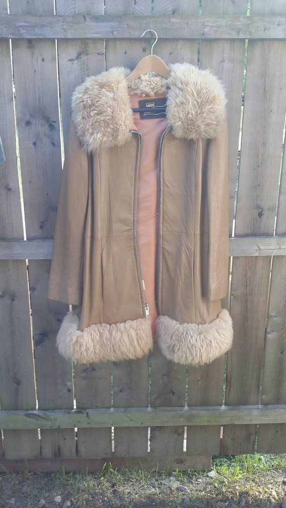 Leather Shearling Belted Coat - image 4