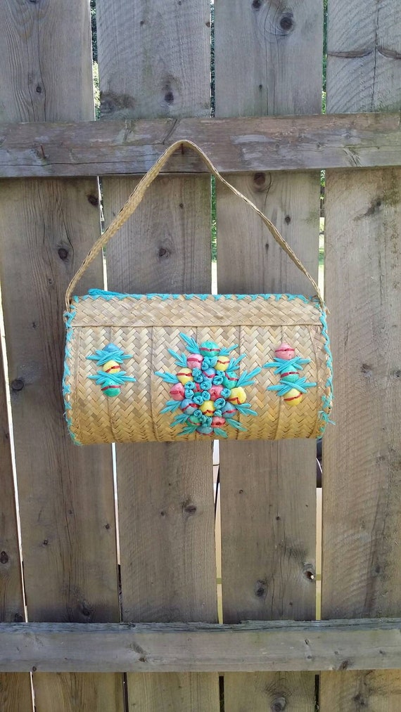 Adorable Colorful Bohemian  Straw Bag - image 1