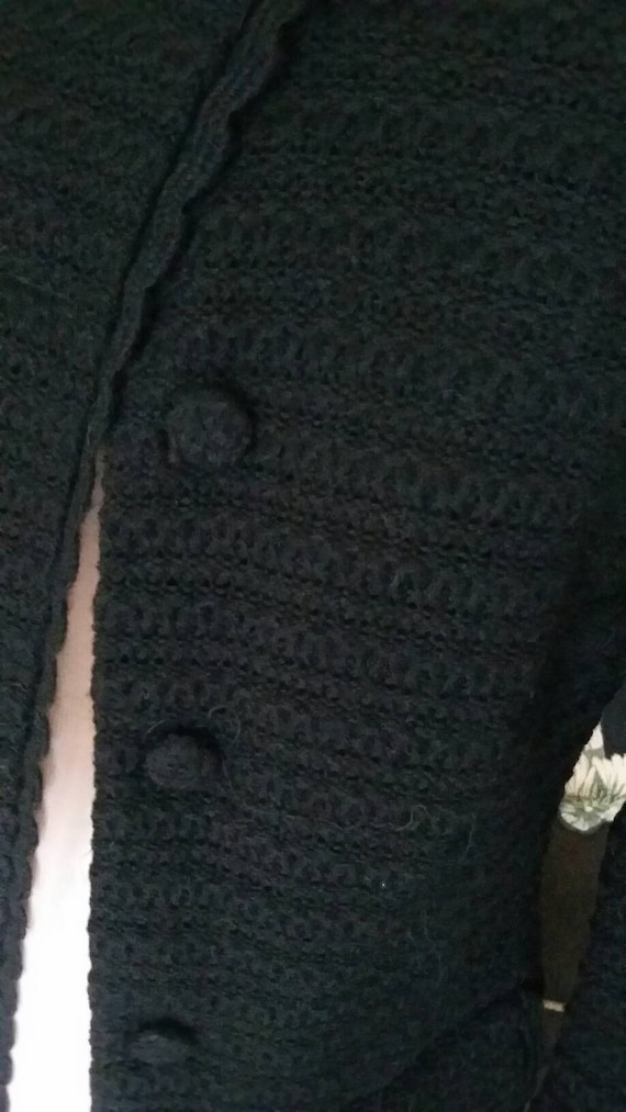 Extra Small  Long Black  Crocheted Coat - image 7