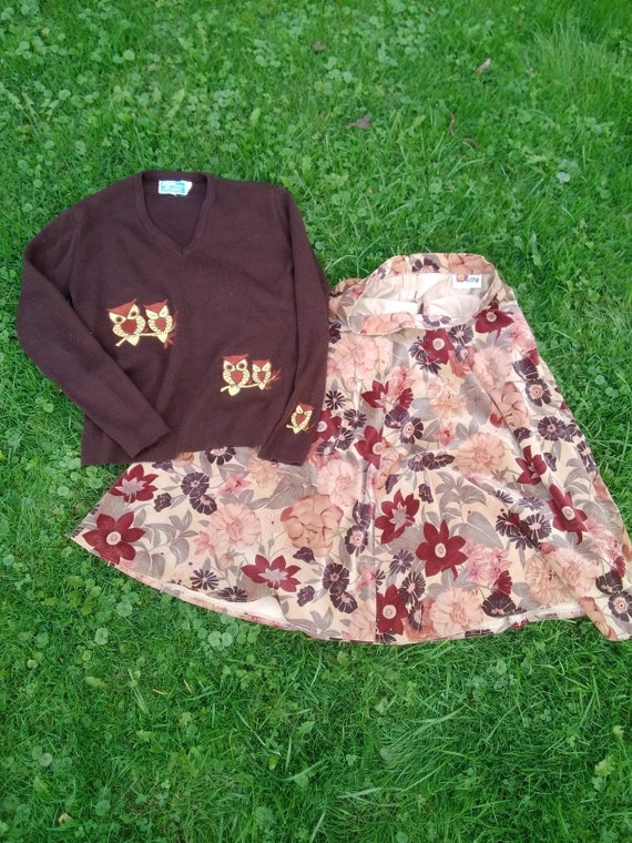 Floral Velvet Skirt - image 1