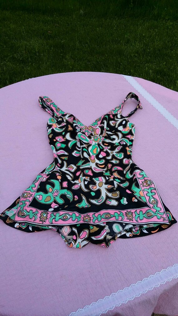 Groovy Print Mod One Piece Skirted Swimsuit - image 5