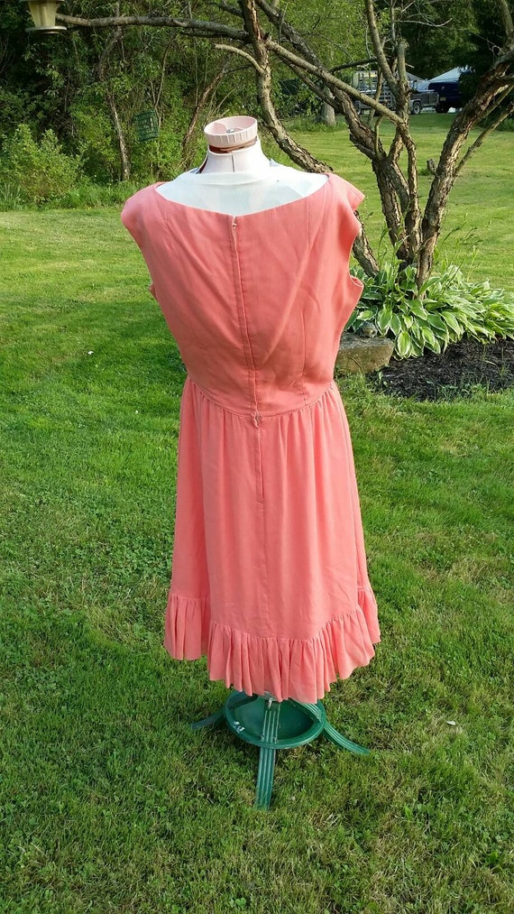 Beautiful Coral Chiffon Cocktail Dress - image 4