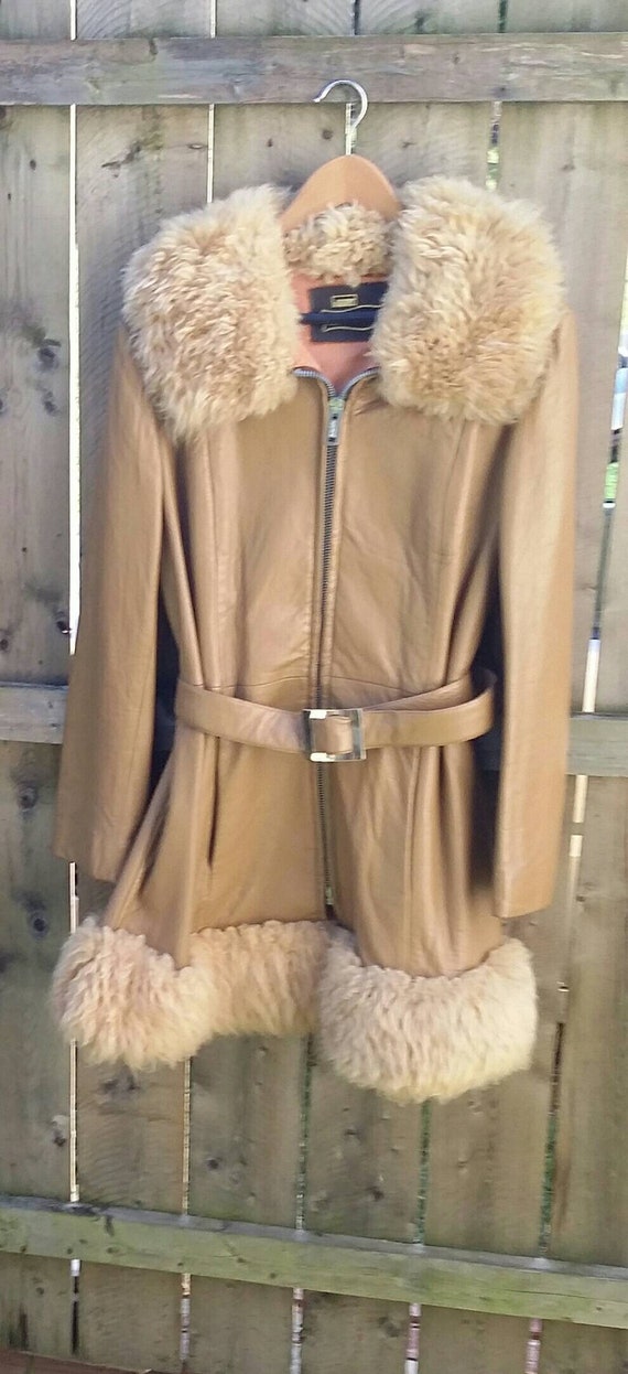 Leather Shearling Belted Coat - image 3