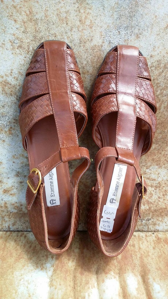 Etienne Aigner Leather Hurache Sandals