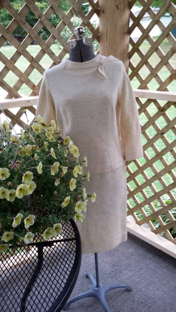 Cream Colored Butte Knit Two Piece Suit Dress