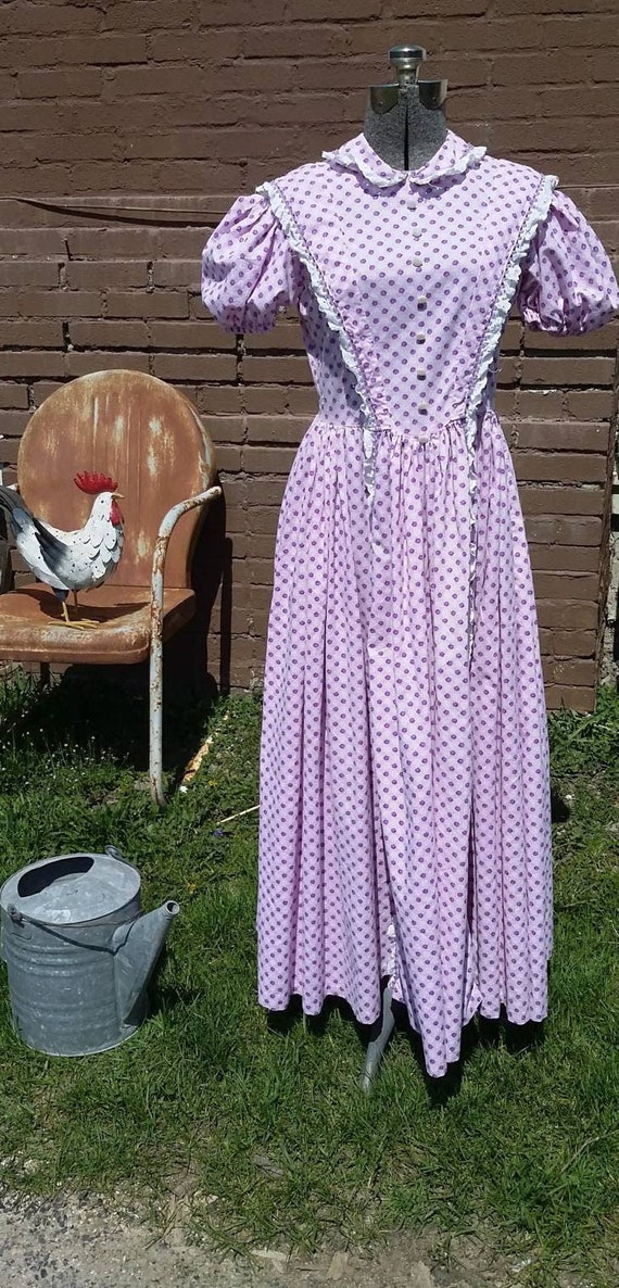 Lavender Calico Cotton Maxi Dress - image 1