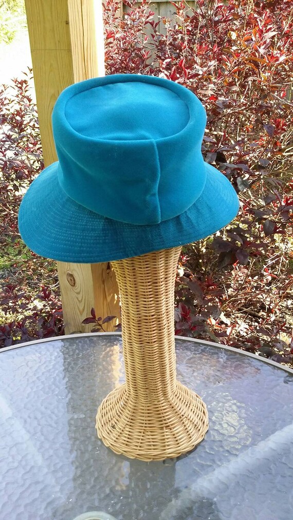 Turquoise Velveteen Wide Brimmed Hat - image 5