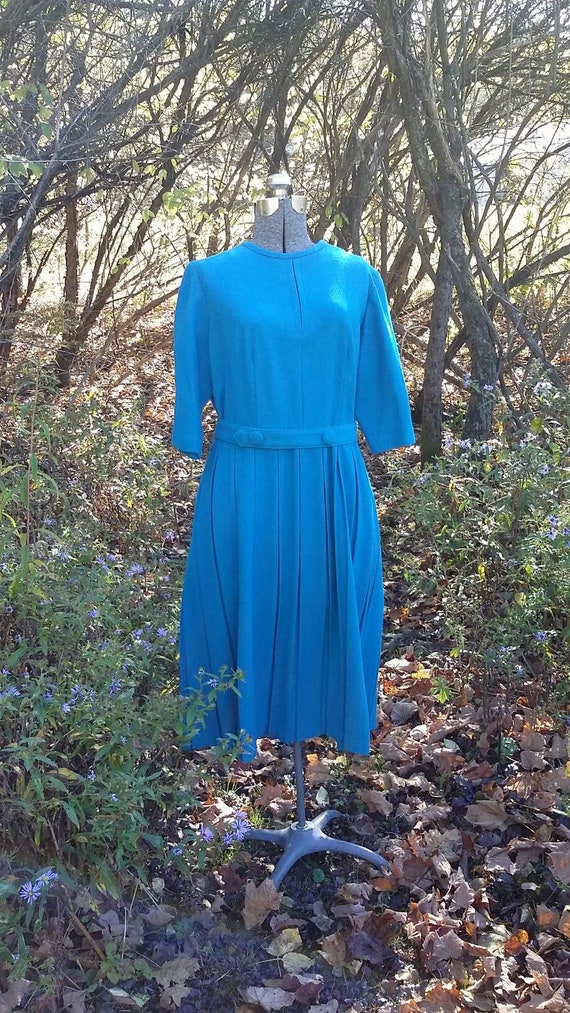 Sears Turquoise Wool Dress