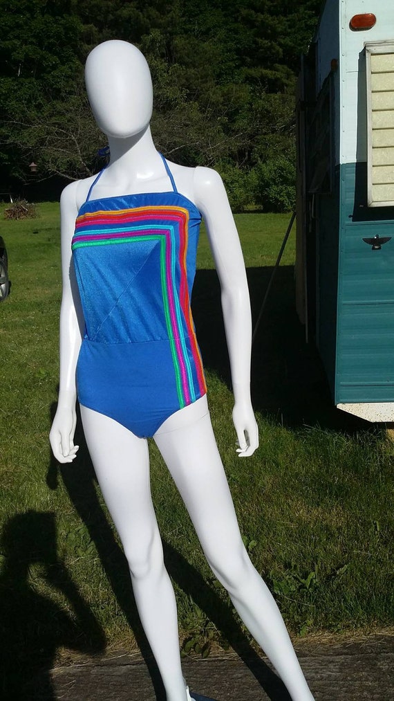 High Waist Rainbow Stripe Suit