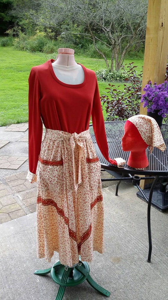 Burnt Orange Boho Calico Dress - image 1