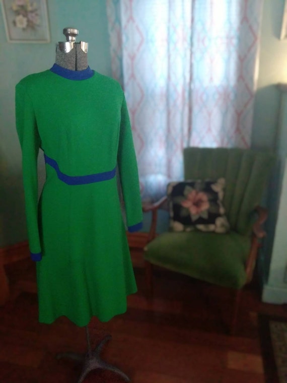Cute Lanz Original Green and Blue Dress