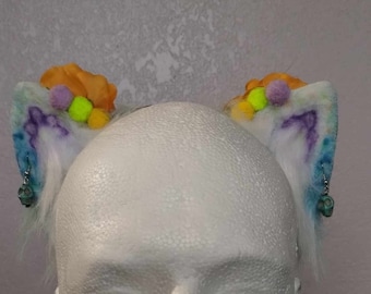 Day of the Dead Kitten Ears w/Removable skull charms