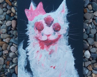 Hello Kitty You're So Silly Variant 4 Original Painting on Canvas 5x7 in