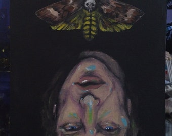 Silence of the Lambs Buffalo Bill x Death hawk moth original painting 14x11 inches